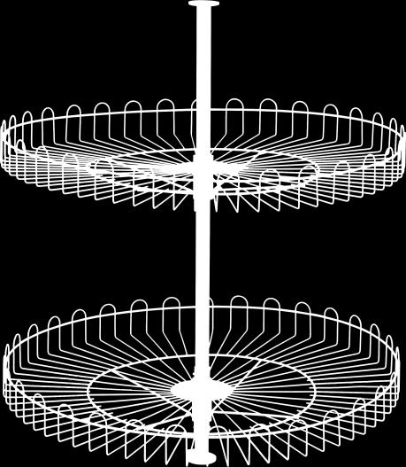 630mm /Tubo 2 x640mm- Cromado Com Vidro 2121 1 Cesto 350mm /1 Cesto