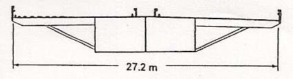 47 4.2.2.3 Ponte Lillebaelt A seção inovadora em caixão de aço é mostrada na figura 18. Conforme Ostenfeld et al.