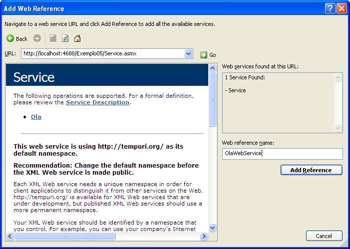 escolher a opção Web services in this solution... 43 Consumindo um Web Service.