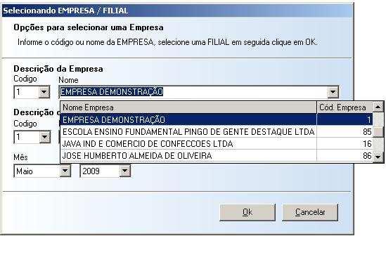 Agora, clique no local onde está circulado, Selecionar Empresa: A empresa que você cadastrou já irá aparecer