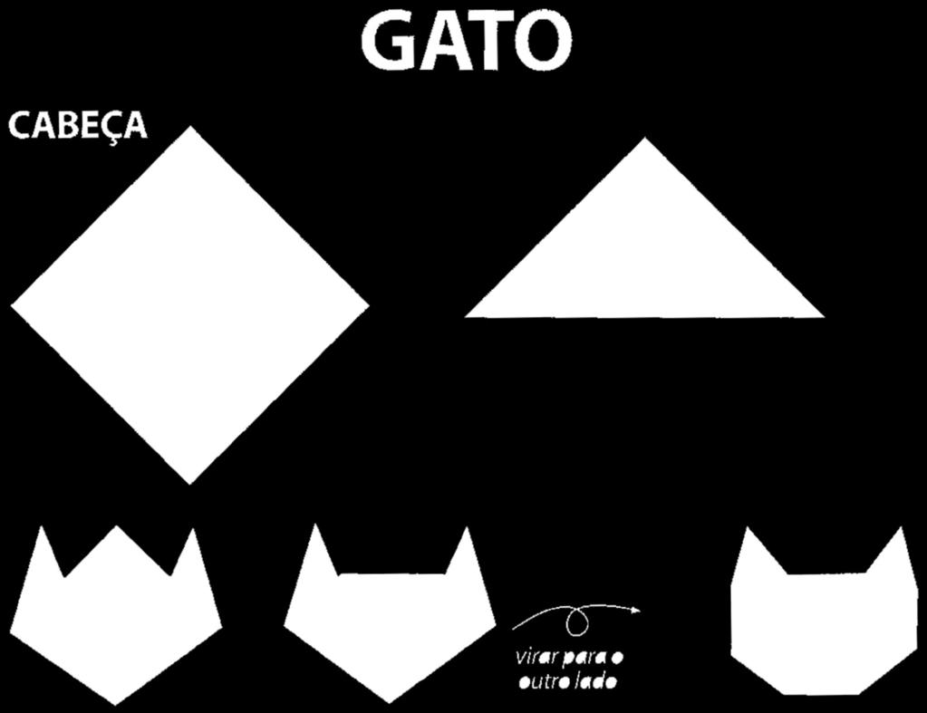 PARTE B Vais agora dar início à 2.ª parte da prova. Tarefa 3 Com o quadrado de papel que te foi entregue, faz a dobragem da cabeça de um gato, seguindo as instruções da imagem.