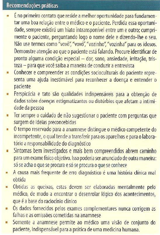 4 expectativas de comportamento que o paciente tem do profissional médico, são elementos úteis para se realizar uma boa anamnese.