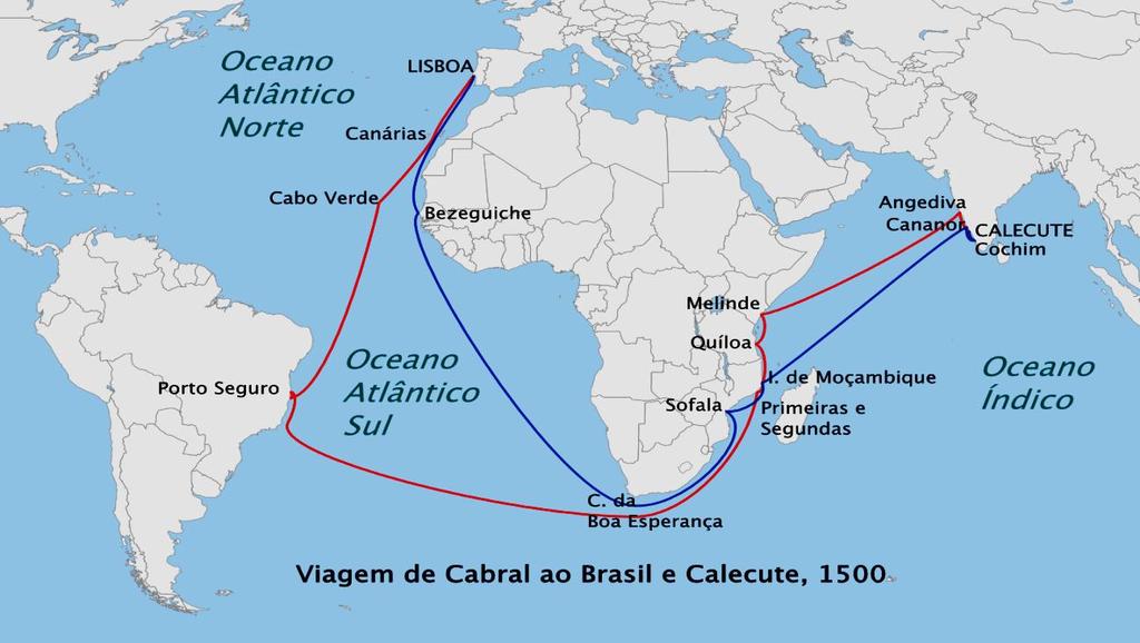 06- Que heranças indígenas podemos perceber no modo de vida dos fluminenses 07- Observe atentamente o mapa que apresenta a rota de dois grandes navegadores para responder as questões: a) Crie uma