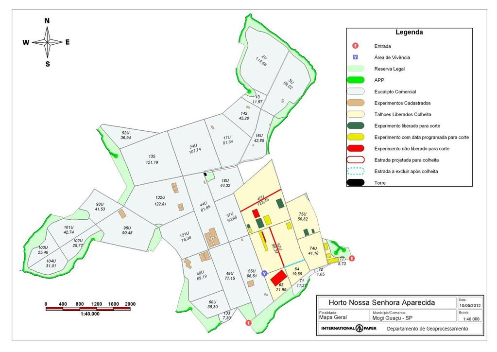 Figura 12. Mapa geral do Horto Nossa Senhora Aparecida. A ausência deste mapa compromete a orientação dentro da propriedade.