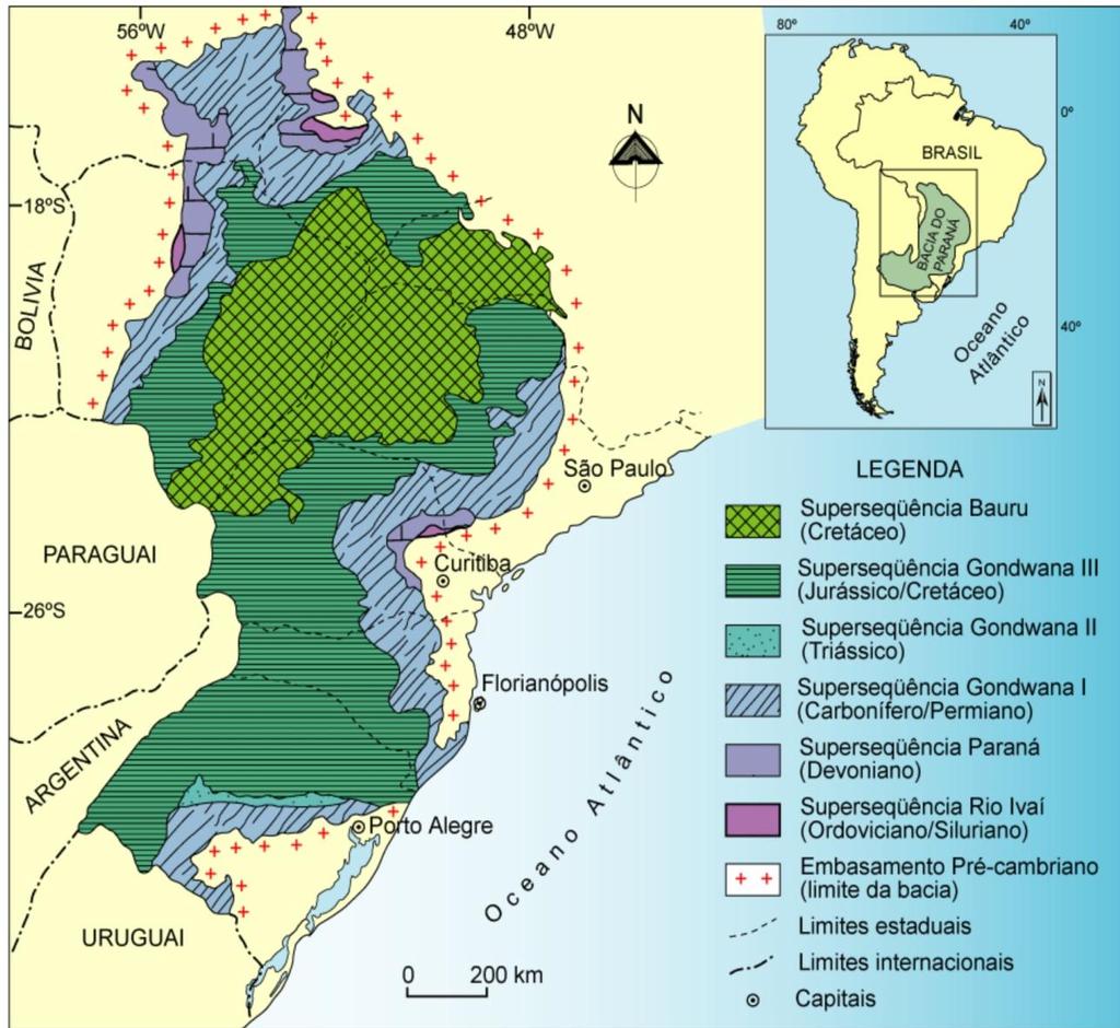 35 Figura 9:Mapa Geológico da bacia do Paraná (Milani, 2000).