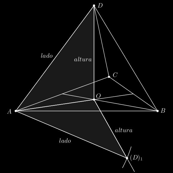 A única dificuldade surge na obtenção da altura do tetraedro regular conhecido o seu lado. Isto pode ser feito de dois modos: 1.