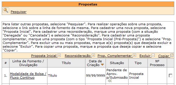 Leia com atenção essas informações! Concordando com elas, clique em. Sua proposta estará pendente de aprovação para submissão, ou seja, a outra parte na proposta deve aprovar essa operação.