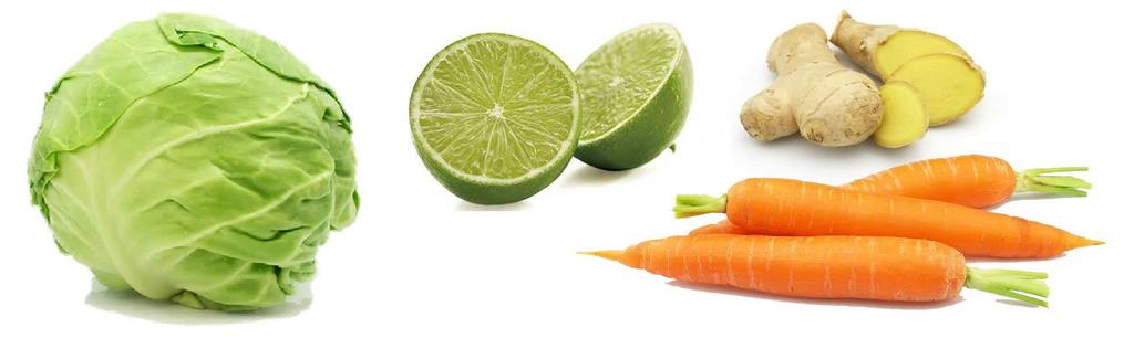 Suco Detonador de Gordura Ingredientes: 3 cenouras 3 folhas de couve 1/2 limão 50g de gengibre * se