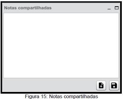 Notas Compartilhadas Após a configuração do som, é exibida a tela principal da webconferência, onde são exibidos PODs (painéis de interação), como lista de