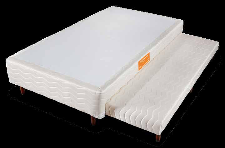 OX ORTHORIN Substitui de forma moderna e sofisticada as tradicionais camas de madeira, sendo excelentes opções para otimizar espaço. IOX Tecido bordado: resistente e ultramacio.