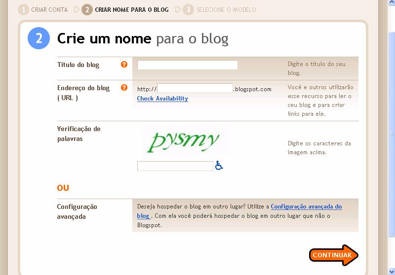 3 - Nome de usuário: anote para não esquecer, pois você utilizará sempre para logar e para fazer novas postagens no Blogger.