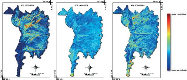 Uso dos produtos EVI do sensor MODIS para a estimativa de áreas 764 de alta variabilidade intra e interanual no Bioma Pantanal GEOGRAFIA A figura 5 apresenta as imagens da variabilidade intra e