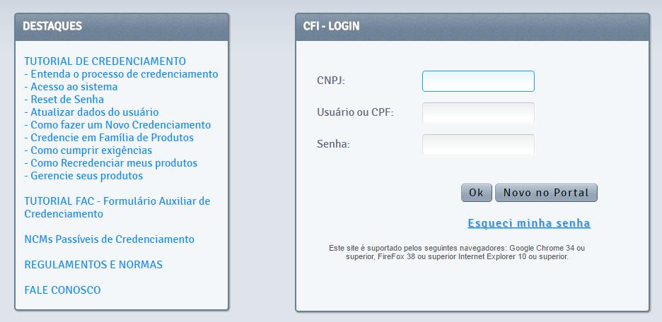 Passos iniciais Acesso ao site do Portal CFI (https://web.bndes.gov.