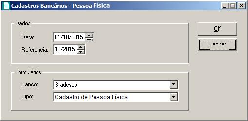 2. No quadro Dados, no campo: Data, informe a data de emissão do formulário; Referência, informe o mês e ano de referência que servirá como base para gerar informações de faturamento e folha de