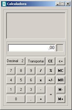 6.11. Calculadora F12 A calculadora é de grande utilidade no uso do sistema, através dela, você poderá fazer os cálculos necessários, sem se deslocar do campo onde está trabalhando.