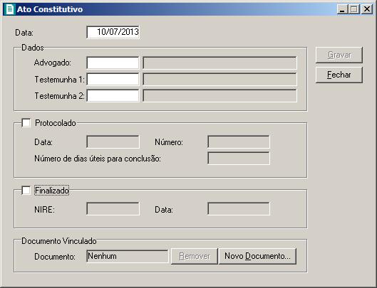 2. No campo Data, informe a data do ato constitutivo. 3.