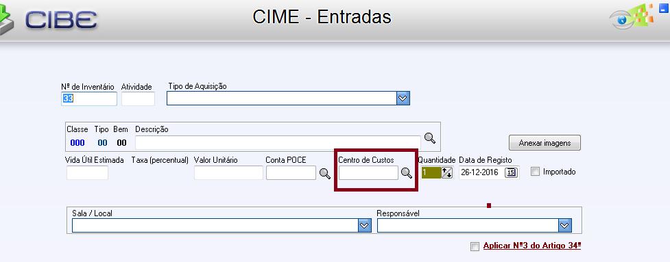 ANEXO B CIBE Versão 3.1.5, dezembro 2016 O programa CIBE foi objeto de alteração nas opções Movimentos Entradas, Utilitários Fecho de Ano, Consultas Abatidos e Mapa Amortização CONTAB.