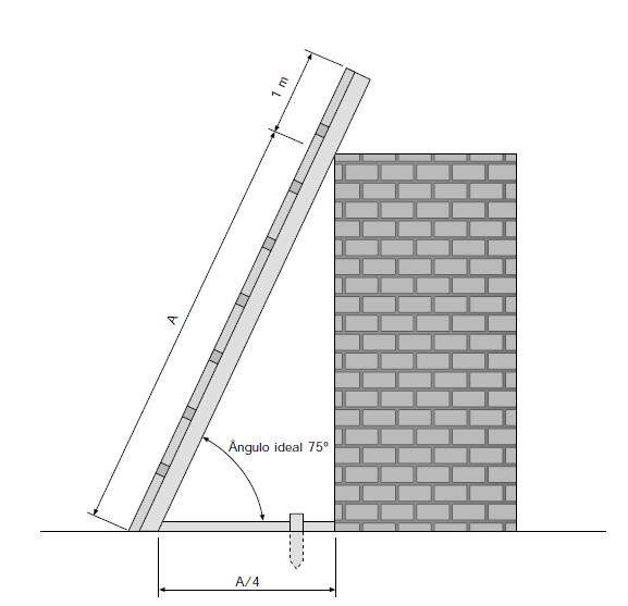 CUIDADOS COM AS ESCADAS DE MÃO Ter, no máximo, 7m de extensão; Espaçamento uniforme entre os degraus;