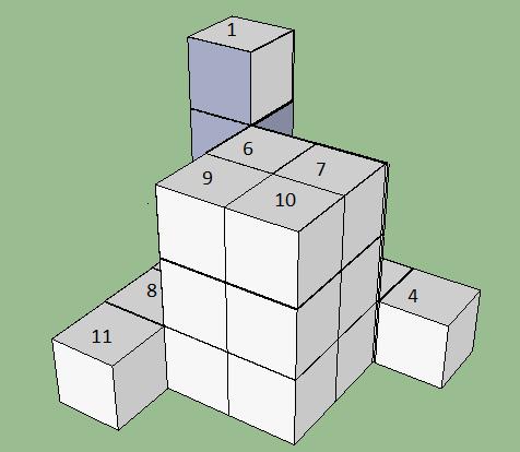observada pelos diferentes pontos de vista já mencionados. Por exemplo, ao se retirar dois cubos, conforme a figura abaixo, as vistas não se alteram.