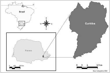 Figura 01 Localização de Curitiba no Estado do Paraná. Organizador: Vanhoni, F. 2009.