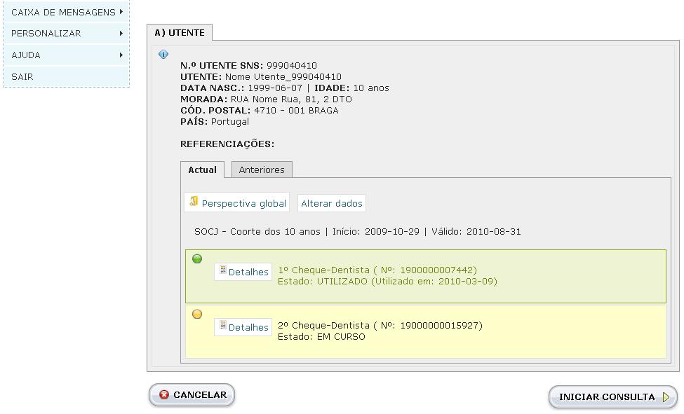 º) cheque em curso.