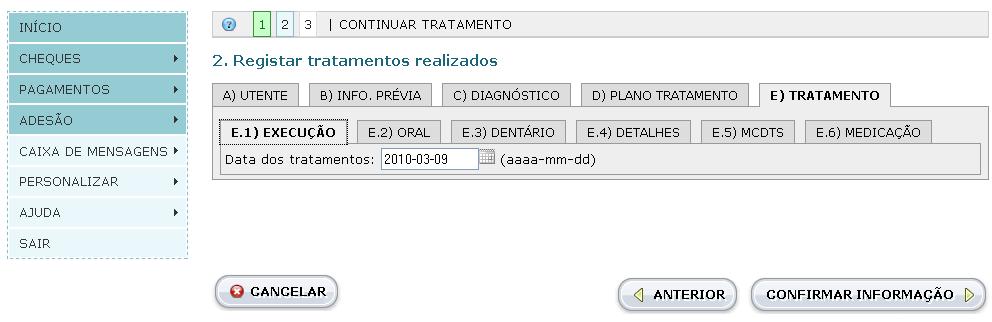 - E.1: Tratamento Execução Figura 41: Indicação da data dos tratamentos.