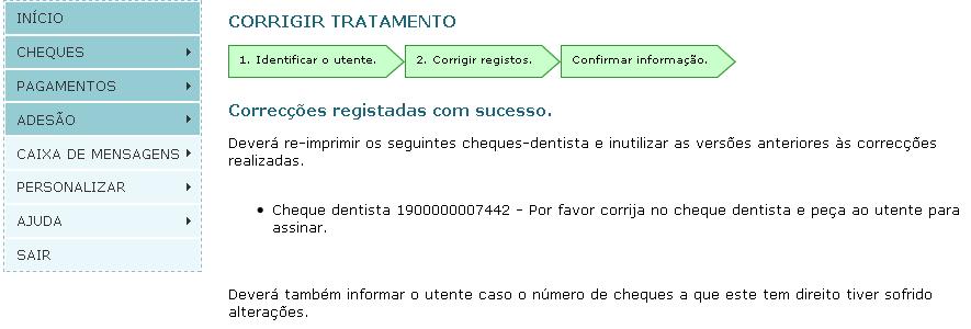 do utente, deve selecionar Confirmar informação para avançar para o passo seguinte. 3.4.