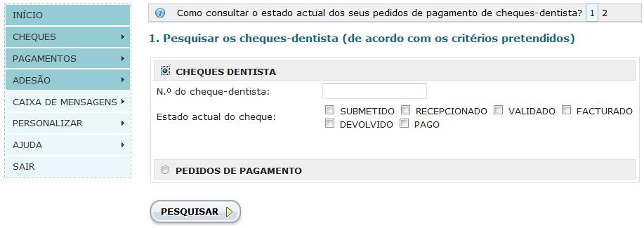 4.2 Consultar 4.2.1 Pesquisar cheques dentista Figura 93: Pesquisar cheques-dentista. Campo N.