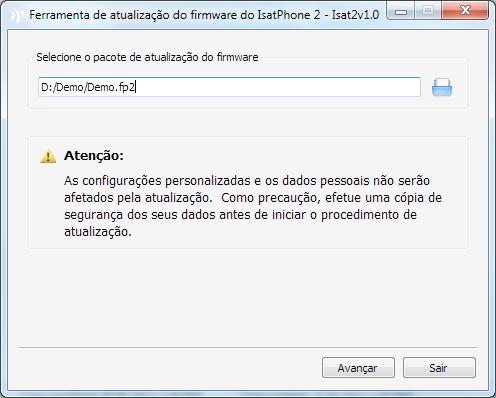 atualização do IsatPhone 2 A atualização do firmware terá êxito independentemente de o cartão SIM estar inserido no telefone ou não.