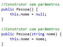 Conceitos de POO Construtores - Continuação No exemplo 1, temos dois construtores, sendo o primeiro sem parâmetro e outro com parâmetro.