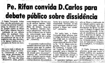 Anexo III Pe. Rifan convida D. Carlos para debate público sobre dissidência.