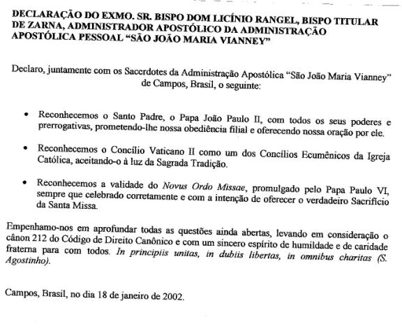 Anexo IX Declaração do Exmo. Sr. Bispo D.