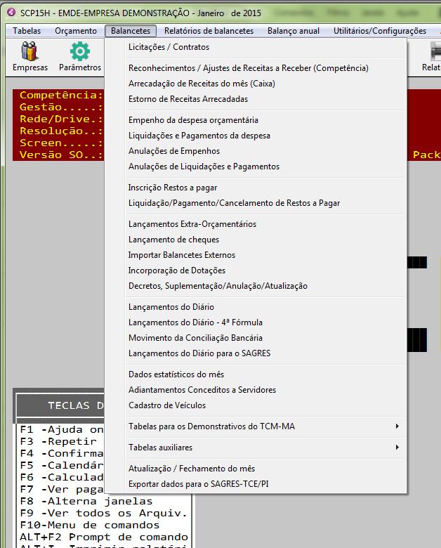 Após concluir os principais dados do menu Orçamento prossiga para o menu ao lado chamado Balancetes Neste menu você encontra as opções de digitar os empenhos, suas