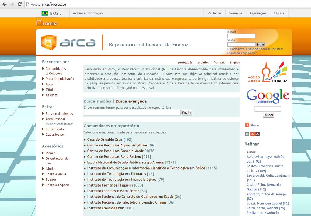 ARCA REPOSITÓRIO INSTITUCIONAL 08/10/2014 Fiocruz