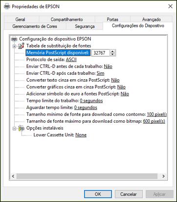 Windows Vista: Clique e selecione Painel de controle. Clique em Impressora em Hardware e som, depois clique com o botão direito do mouse no nome do seu produto e selecione Propriedades da impressora.