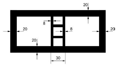 A norma recomenda que a espessura mínima para os septos seja de 7 mm e para as paredes externas seja de 8 mm. Figura 2.