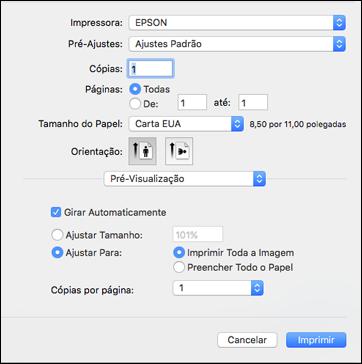 2. Selecione o comando de impressão no seu aplicativo. Observação: Pode ser necessário selecionar um ícone de impressão na tela, a opção Imprimir no menu Arquivo, ou outro comando.
