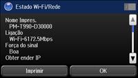 2. Selecione Conf. Você verá uma tela como esta: 3. Selecione Estado da rede. 4. Selecione Estado Wi-Fi/Rede.