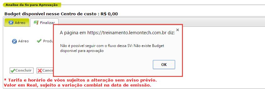 Alerta Caso a configuração 7.