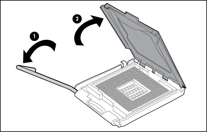 6. Abra a trava de retenção do processador e o suporte de retenção do soquete do processador. 7. Remova a tampa de proteção do soquete do processador.