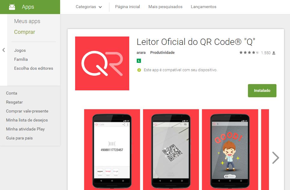 Leitor de QR CODE https://play.google.