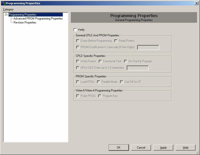 Clique em OK na janela Programming Properties.