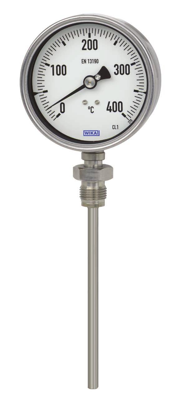 Medição mecânica de temperatura Termômetro bimetálico Versão de alta qualidade para s conforme EN 13190 Modelo 55 WIKA folha de dados TM 55.