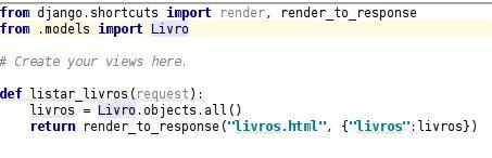 View Uma função do tipo view é uma função em python que recebe uma requisição (request) e retorna uma resposta (response).