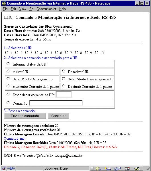 Computador com Web Browser Internet oteador do ITA ede Ethernet do ITA abbit 2000 Web Server http://161.24.19.