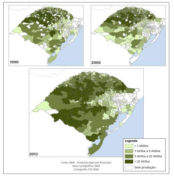 AGRICULTURA Área plantada de soja nos