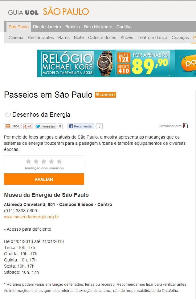 Assunto: Exposição Desenhos da energia