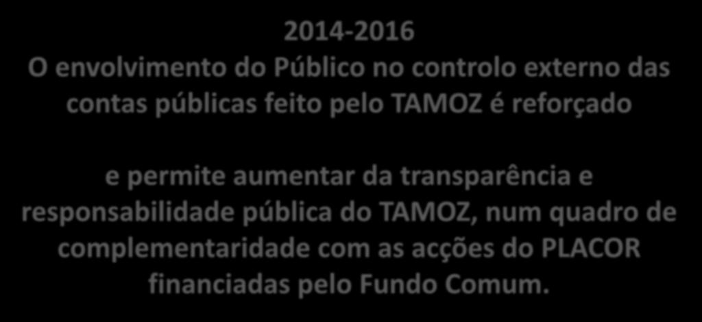 ACT 4: AT para fortalecer a prestação de contas padronização das normas de relatório financeiro 2014-2016 O envolvimento do Público no controlo externo das contas públicas feito