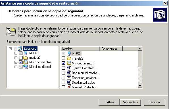 A primeira vez que se utiliza Copia de Seguridade ou Backup de Windows XP, este dá a benvida.