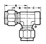 767F / M767F Tee fêmea lateral Tubo x fêmea x Tubo Tubo Tubo A B (corpo) C D (sext.) D.M.P. D.E.
